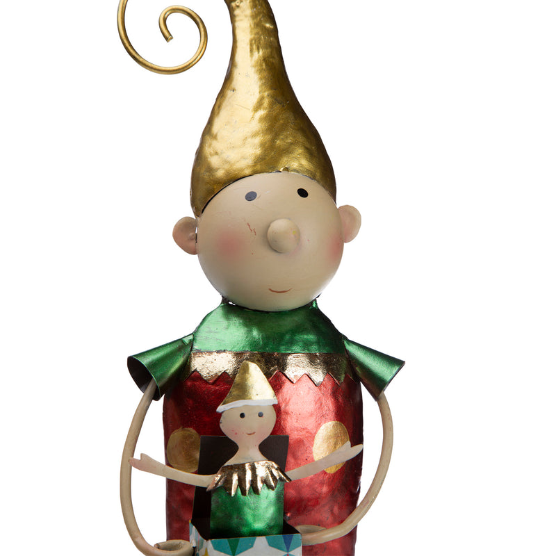 Metal Elf With Yellow Hat Christmas Garden Statue,phc014