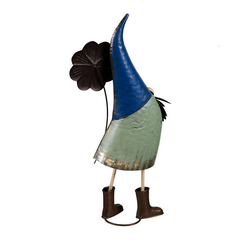 Metal Gnome Statue Holding Blue Flower,phc020