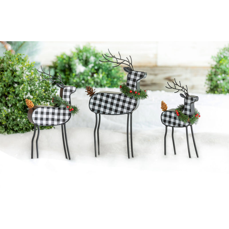 Checkered Deer Trio Statue, SET OF 3,phc151