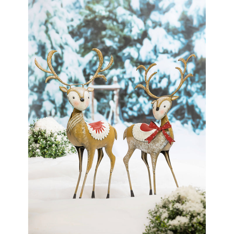 Festive Holiday Deer Statue, 2 ASST,phc154