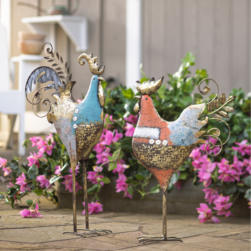 Metal Rooster, Set of 2,phc186