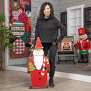 37" Wooden LED Santa Statuary,phc268