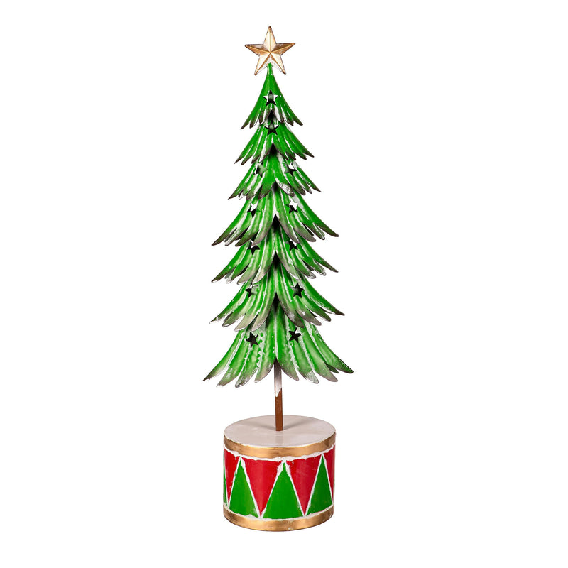 35" Metal Christmas Tree with drum base Statuary,phc305