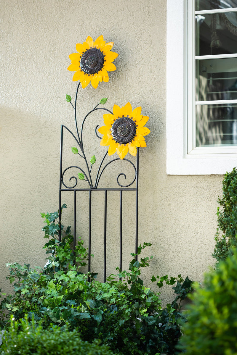 Evergreen Landscaping Details,72" Metal Sunflower Trellis,0x24x72 Inches