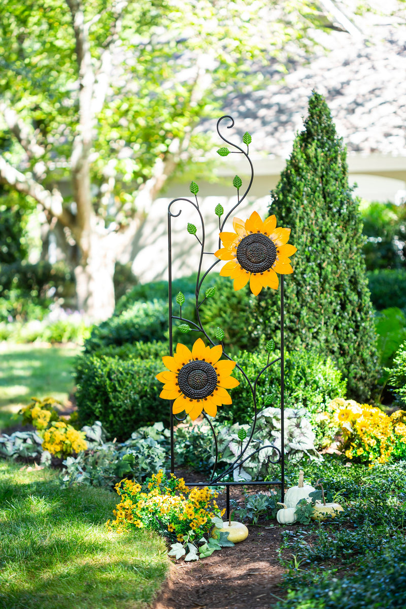 Evergreen Landscaping Details,72" Metal Sunflower Trellis,0x24x72 Inches