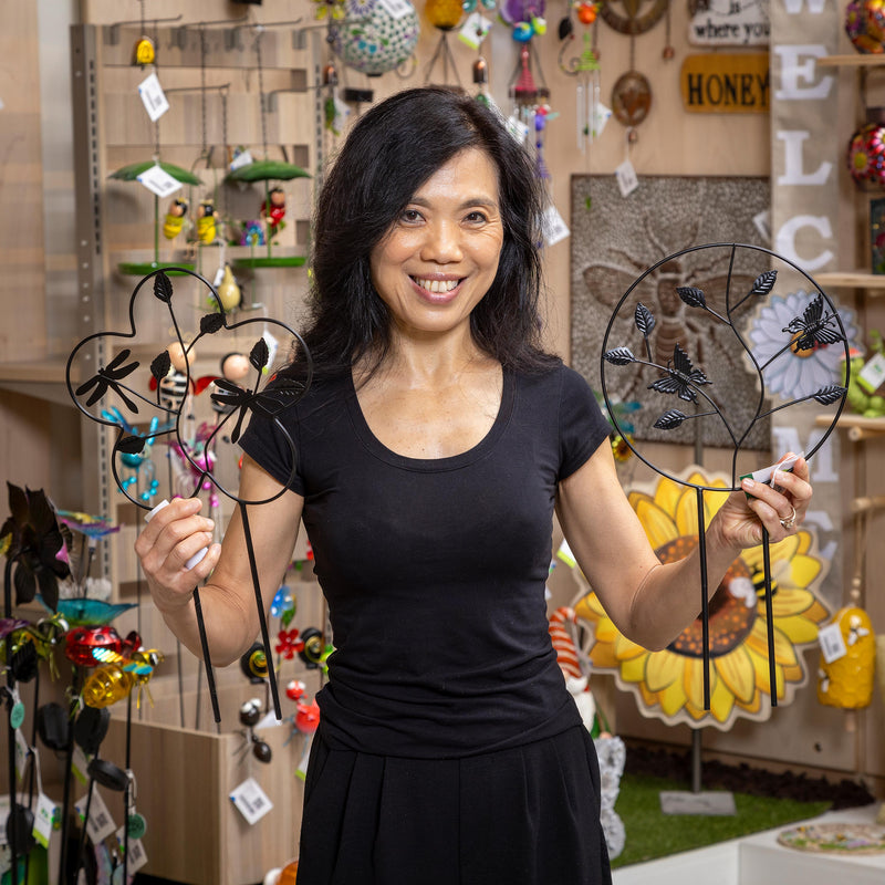 Metal Potted Trellis, Butterfly and Dragonfly