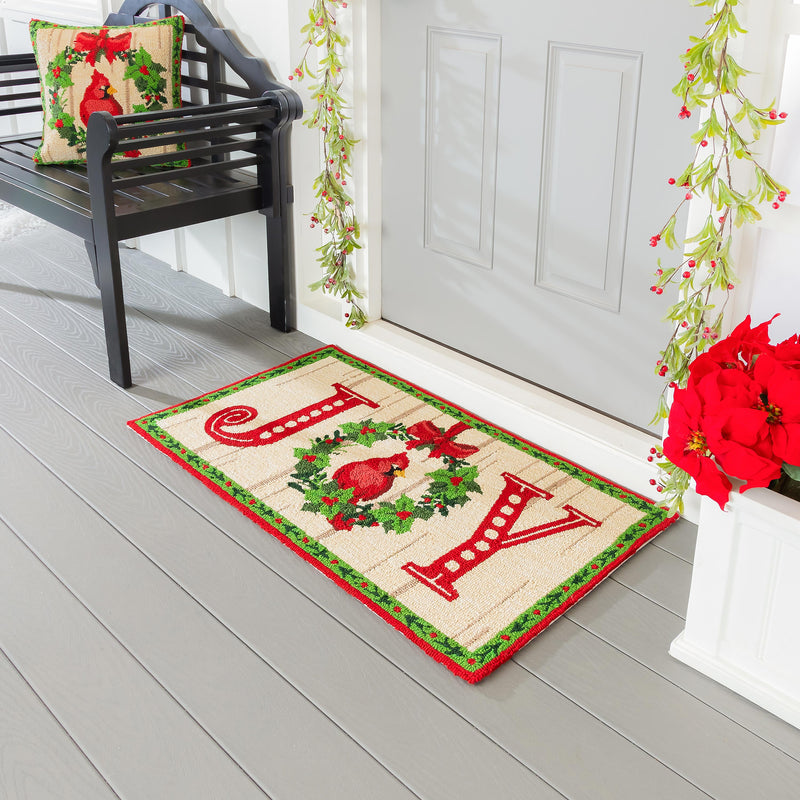 Indoor/Outdoor Hooked Rug, Polypropylene, Cardinal Joy, 24"x42"