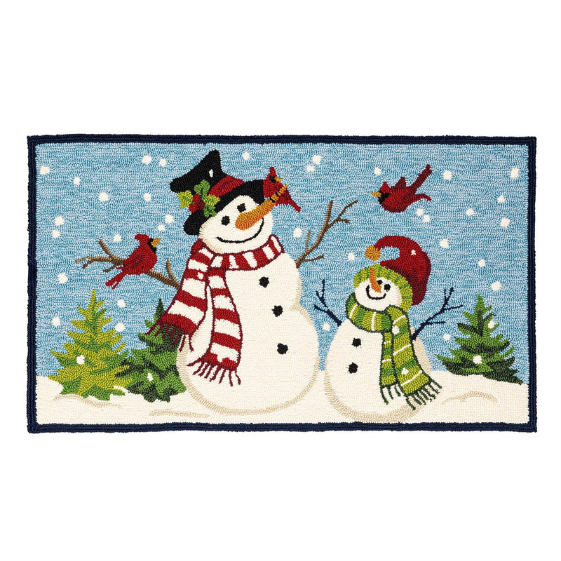 Indoor/Outdoor Hooked Rug, Polypropylene, Snowman With Friends, 24"x42"