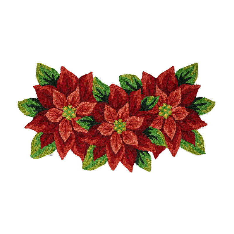 Indoor/Outdoor Hooked Rug, Polypropylene, Poinsettia, 24"x42"