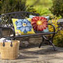 Indoor Outdoor Hooked Pillow Blue Flower 18"x18"