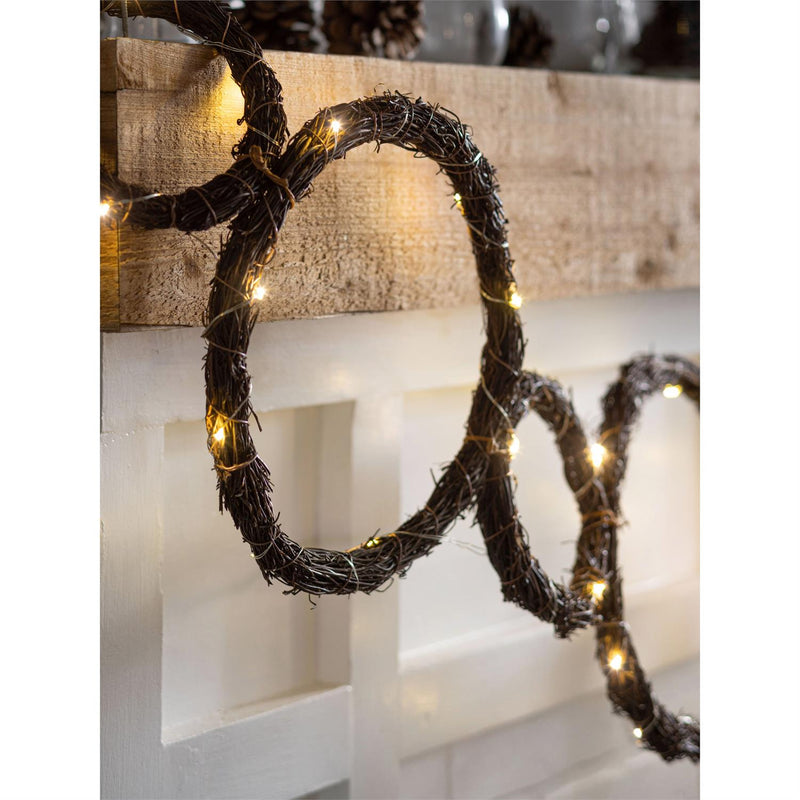 Large and Small Circle Grapevine Lighted Garland