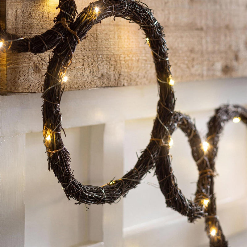 Large and Small Circle Grapevine Lighted Garland