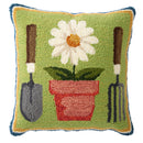 Indoor/Outdoor Garden Tools  Hooked Pillow 18"x18"
