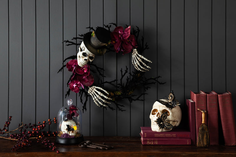 Evergreen Home Accents,Skeleton Wreath With Orchids,5x20x20 Inches