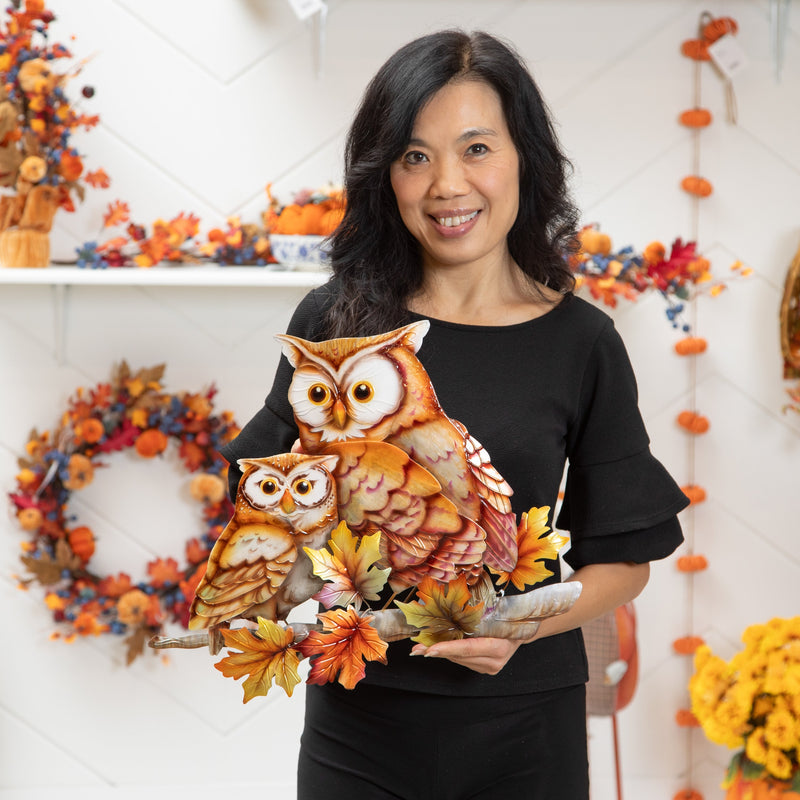 Capiz and Metal Mother and Baby Owl Wall Decor,phl331