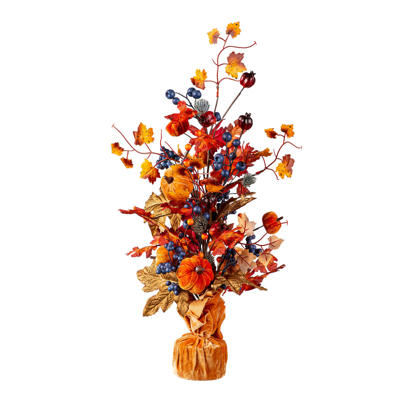 Harvest Pumpkin Table Top Decor With Velvet