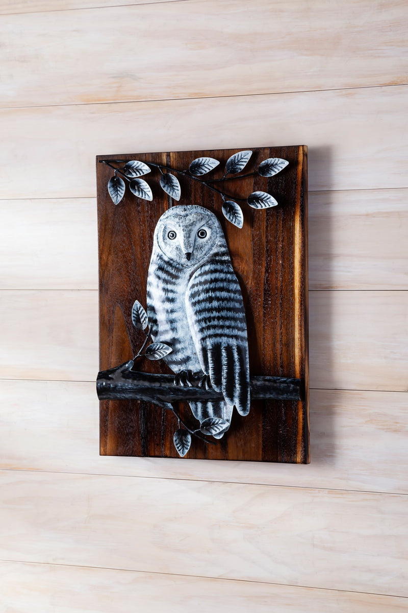Metal and Wood Owl Wall Decor,phl351