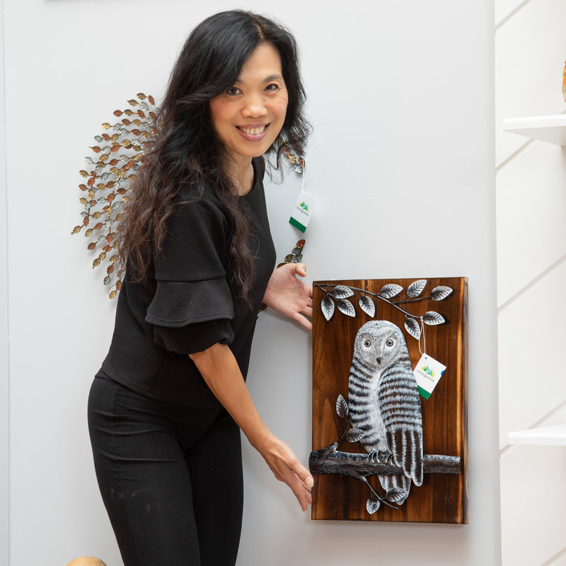 Metal and Wood Owl Wall Decor,phl351