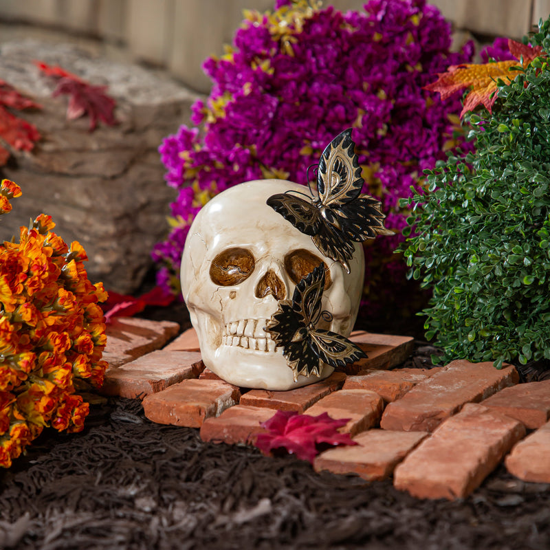 Resin Skull with Two Butterflies Statuary,phl353