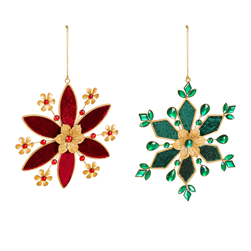 6.5" Metal Beaded Snowflake Ornament,phl377