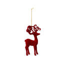 Red Flocked Deer Ornament,phl384