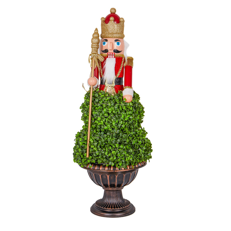 30" Lighted Resin Nutcracker with Greenary,phl439