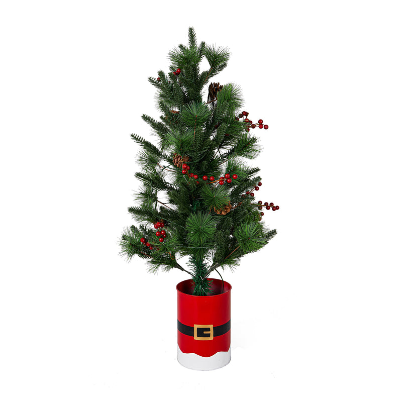 3' Lighted Tree with Berries in Santa Buckle Bucket,phl446