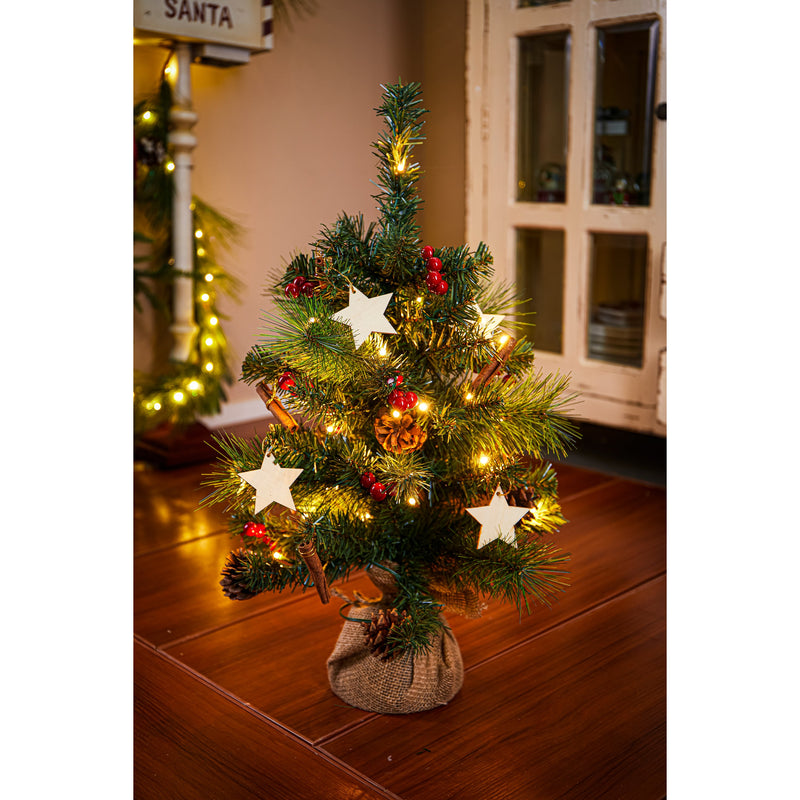 2' Decorated Tree in Burlap Base, Red berries,phl450