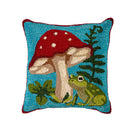 Indoor/Outdoor  Hooked Polypropylene Mushroom Umbrella Throw Pillow 18"x18"