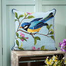 Indoor/Outdoor  Hooked Polypropylene Birds in Branches Throw Pillow 18"x18"