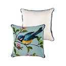 Indoor/Outdoor  Hooked Polypropylene Birds in Branches Throw Pillow 18"x18"
