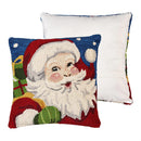 Indoor/Outdoor Hooked Pillow, Polypropylene, Santa, 18"x18"