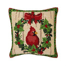 Indoor/Outdoor Hooked Pillow, Polypropylene, Cardinal Joy, 18"x18"