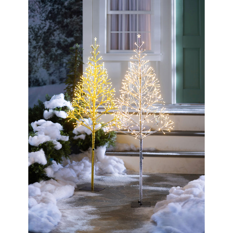 5' Indoor/Outdoor Lighted LED Tree, Silver, 380 Lights,phu014