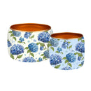 VivaStyle Planter, Metal Printed Planters, Hydrangea, Set of 2
