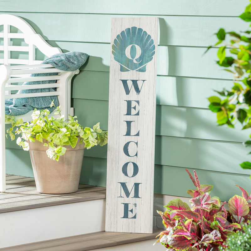 Coastal Porch Leaner Shell Monogram 46" Q Q