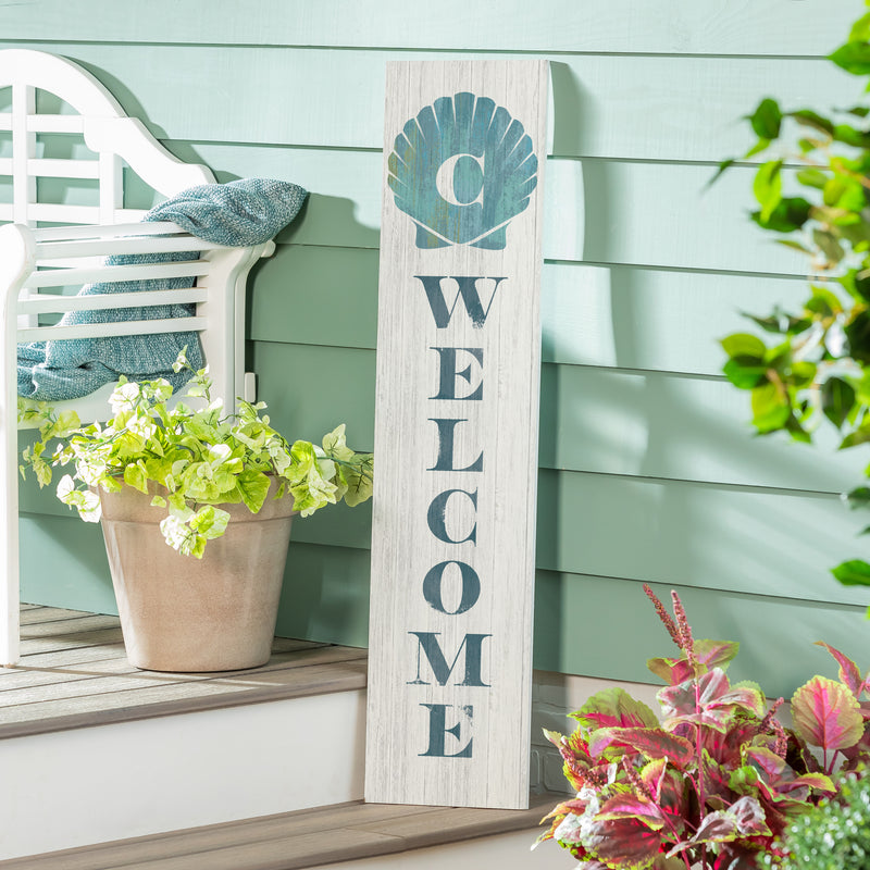 Coastal Porch Leaner Shell Monogram 46" C C