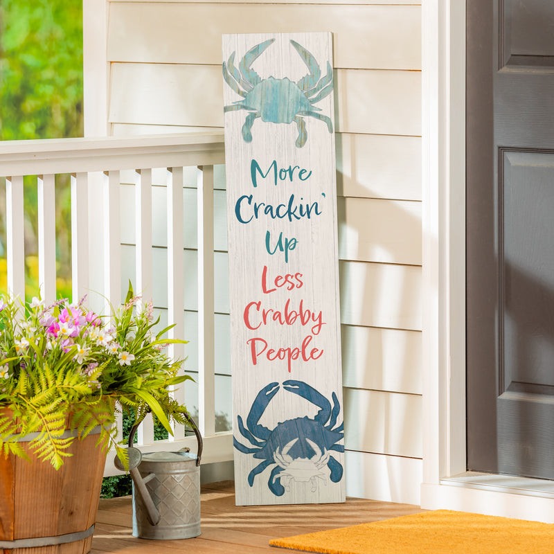 Coastal Porch Leaner Welcome Crabby 46" H