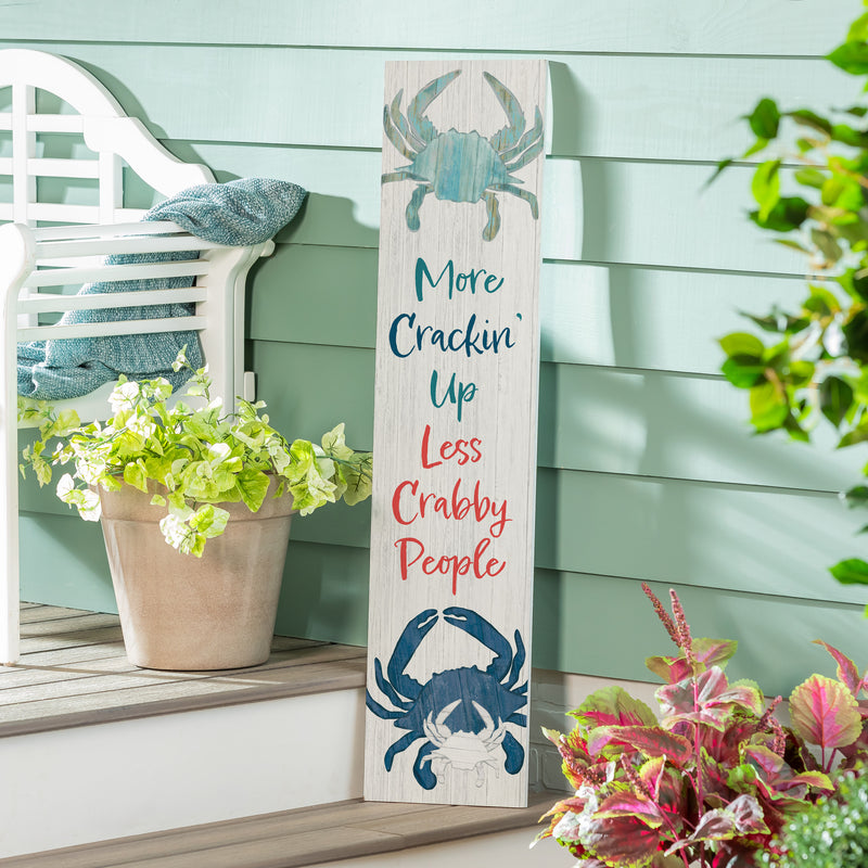 Coastal Porch Leaner Welcome Crabby 46" H