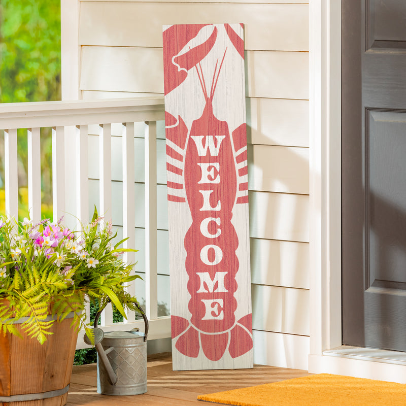 Coastal Porch Leaner Welcome Lobster 46" H