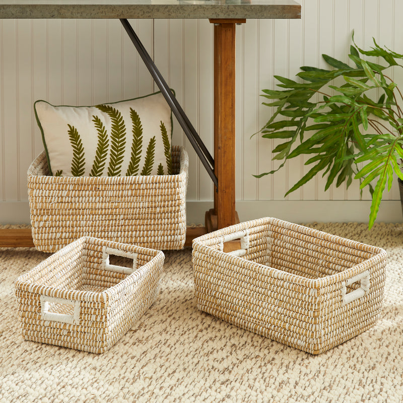 NAPA Home & Garden, RIVERGRASS RECTANGULAR STORAGE BASKETS, SET OF 3,RG2004W