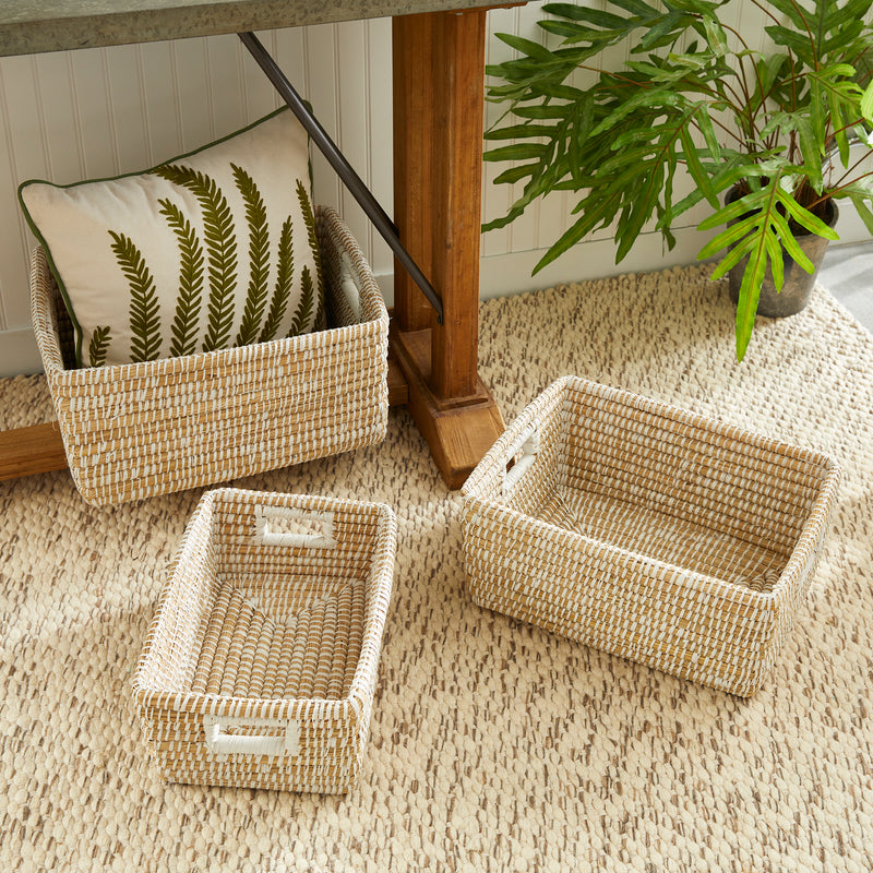 NAPA Home & Garden, RIVERGRASS RECTANGULAR STORAGE BASKETS, SET OF 3,RG2004W