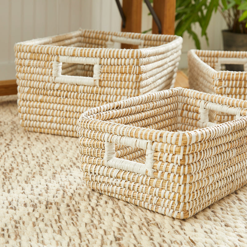 NAPA Home & Garden, RIVERGRASS RECTANGULAR STORAGE BASKETS, SET OF 3,RG2004W