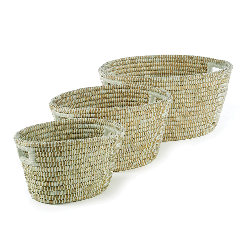 NAPA Home & Garden, RIVERGRASS OVAL BASKETS WITH HANDLES, SET OF 3,RG2007W