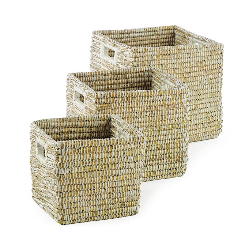 NAPA Home & Garden, RIVERGRASS SQUARE BASKETS WITH HANDLES, SET OF 3,RG2009