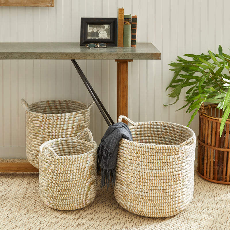 NAPA Home & Garden, RIVERGRASS ROUND BASKETS WITH HANDLES, SET OF 3,RG400