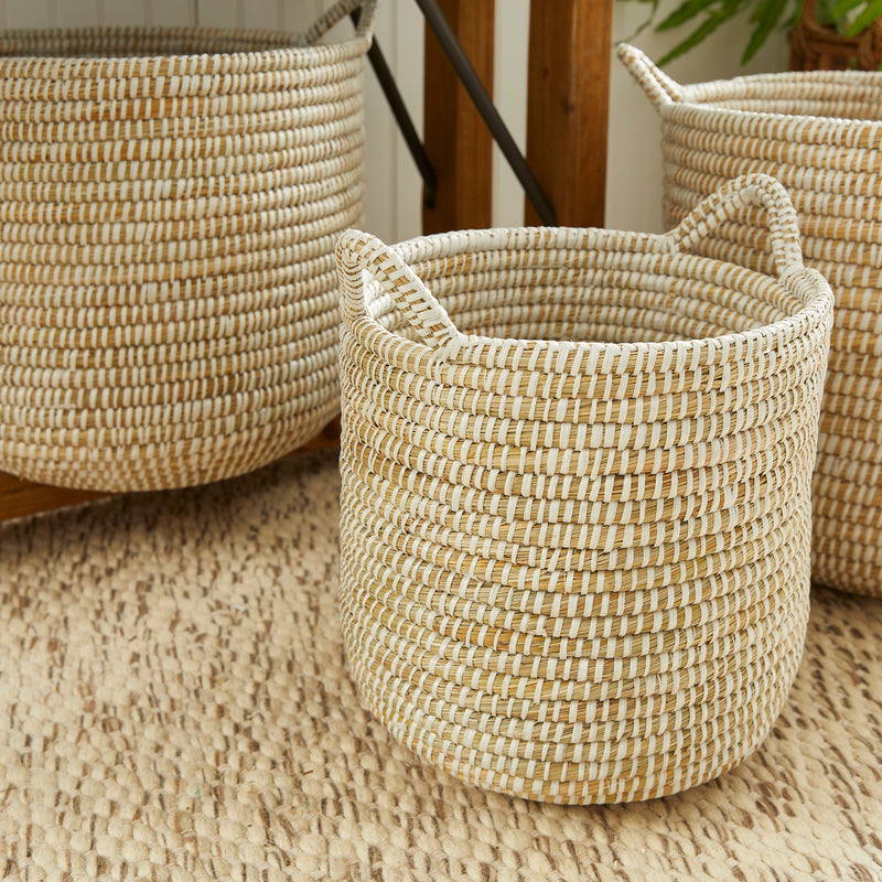 NAPA Home & Garden, RIVERGRASS ROUND BASKETS WITH HANDLES, SET OF 3,RG400