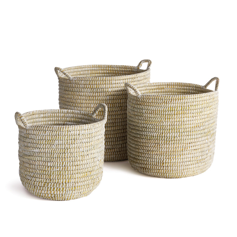 NAPA Home & Garden, RIVERGRASS ROUND BASKETS WITH HANDLES, SET OF 3,RG400