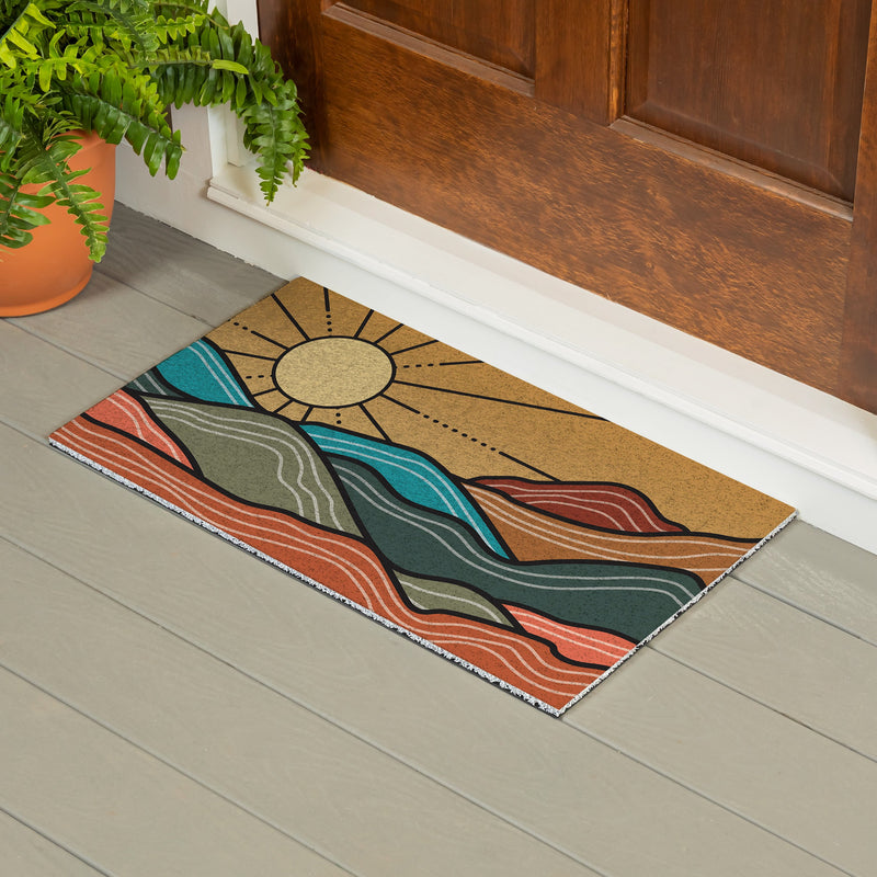 Southwest Sunrise PVC Trapper Mat, Landscape, 28"x16"