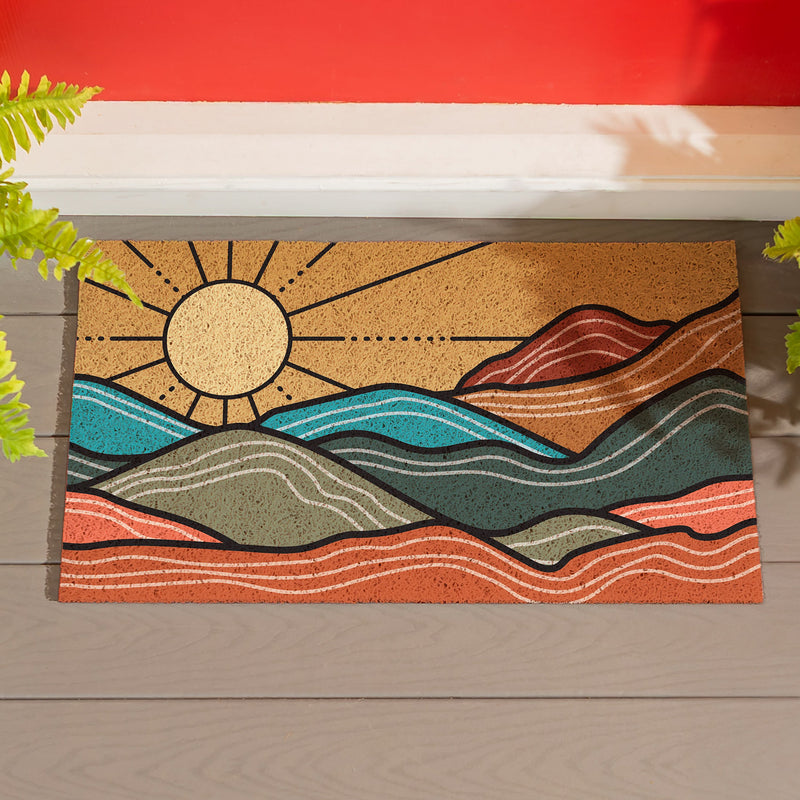 Southwest Sunrise PVC Trapper Mat, Landscape, 28"x16"